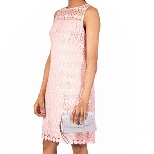 Ralph Lauren Light Pink Crochet Mini Dress Pastel Sleeveless Shift